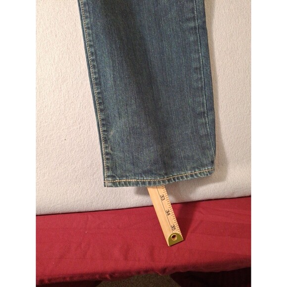 LEVI'S 501 Button Fly Jeans Mens 34-32 Dark Wash Distressed Cowboy EUC - Picture 7 of 15